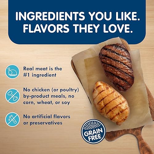 Miniatura 3 de Blue Buffalo Delights - Alimento húmedo natural para perros adultos de raza pequeña, estilo paté, pollo, solomillo superior y filete mignon, 3.5