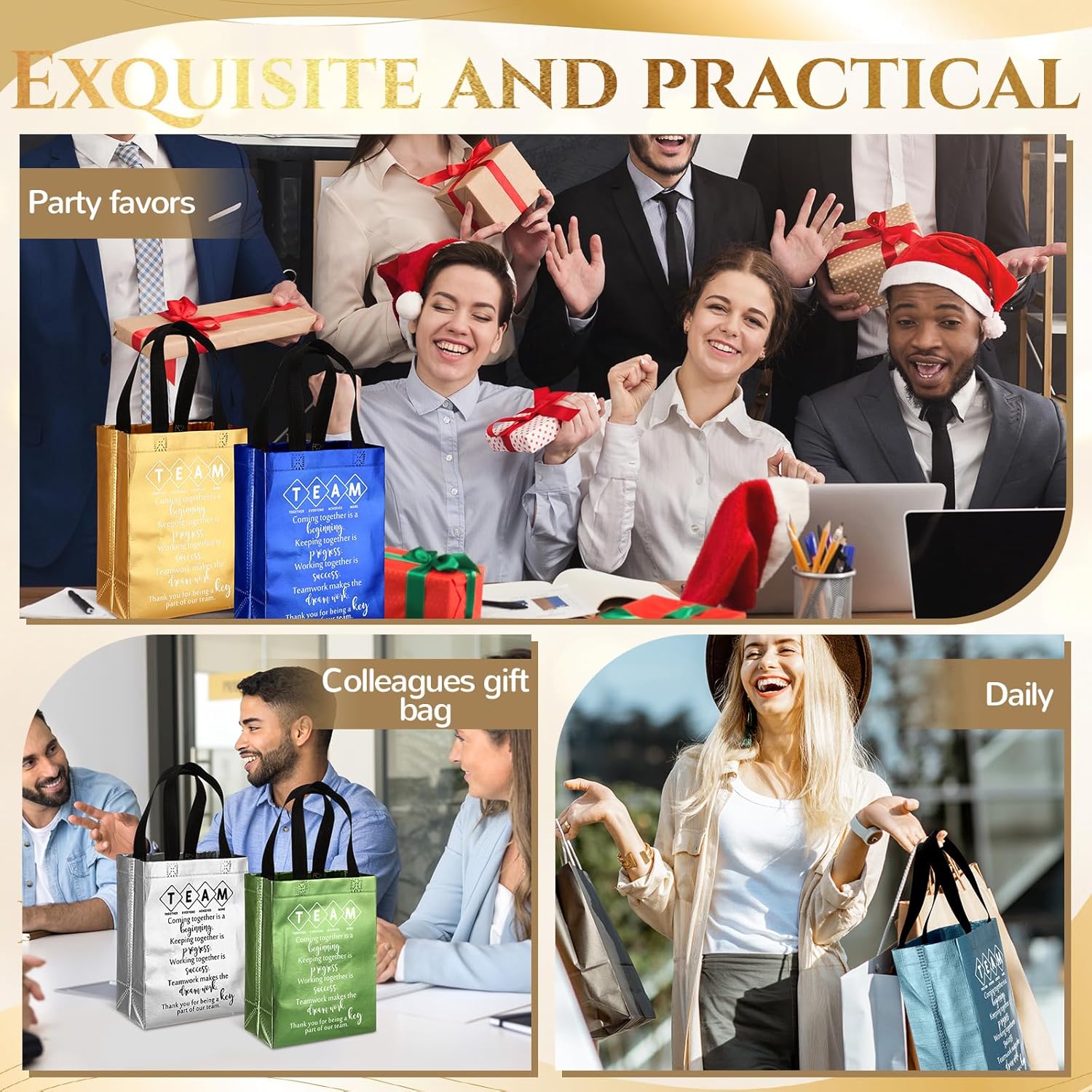 Sweetude Team Appreciation Gifts Bags Reusable with Handles Gift Bags Employee Appreciation Gift Bag for Staff Coworker Teacher Team Building(10 Colors,75pcs) - Image 7