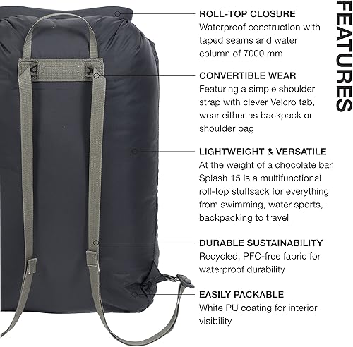 Miniatura 3 de Exped Mochila Splash - Bolsa impermeable con tapa enrollable, Negro -, Mochilas Daypack