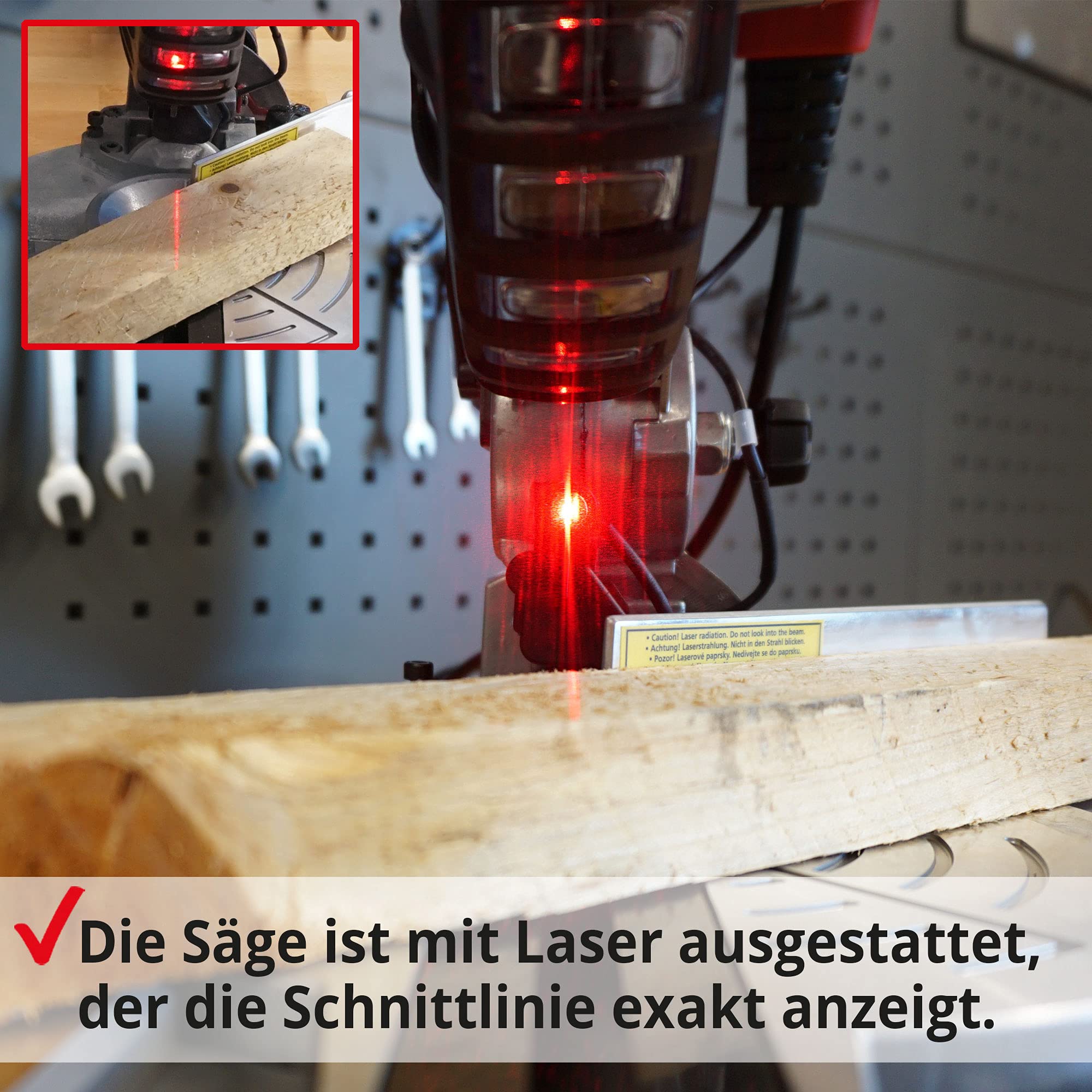 HECHT Kappsäge elektrische Gehrungssäge 1400 W mit LED-Laser