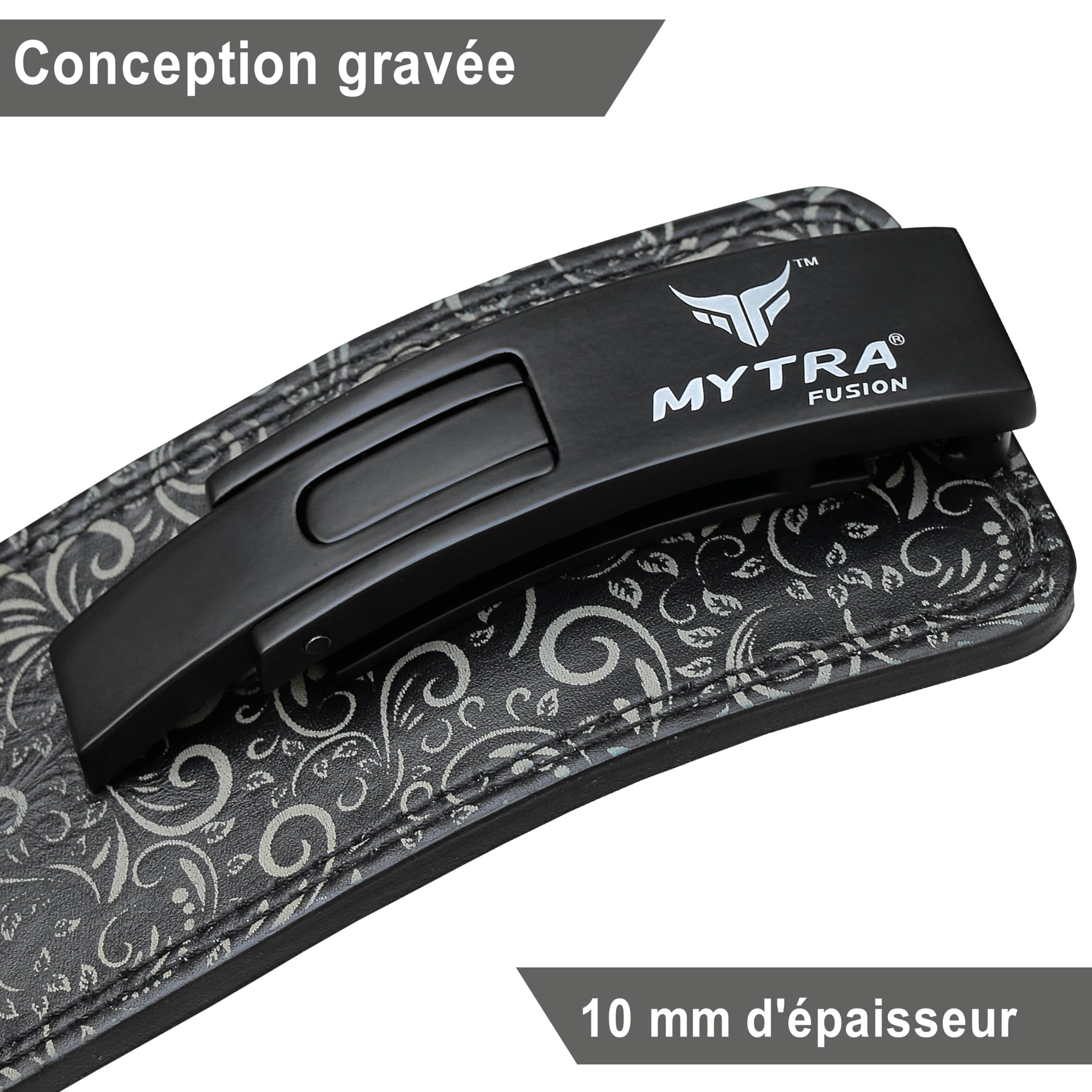 Mytra Fusion Ceinture d'haltérophilie blanche pour salle de gym, fitness, entraînement, ceinture d'haltérophilie pour homme et femme