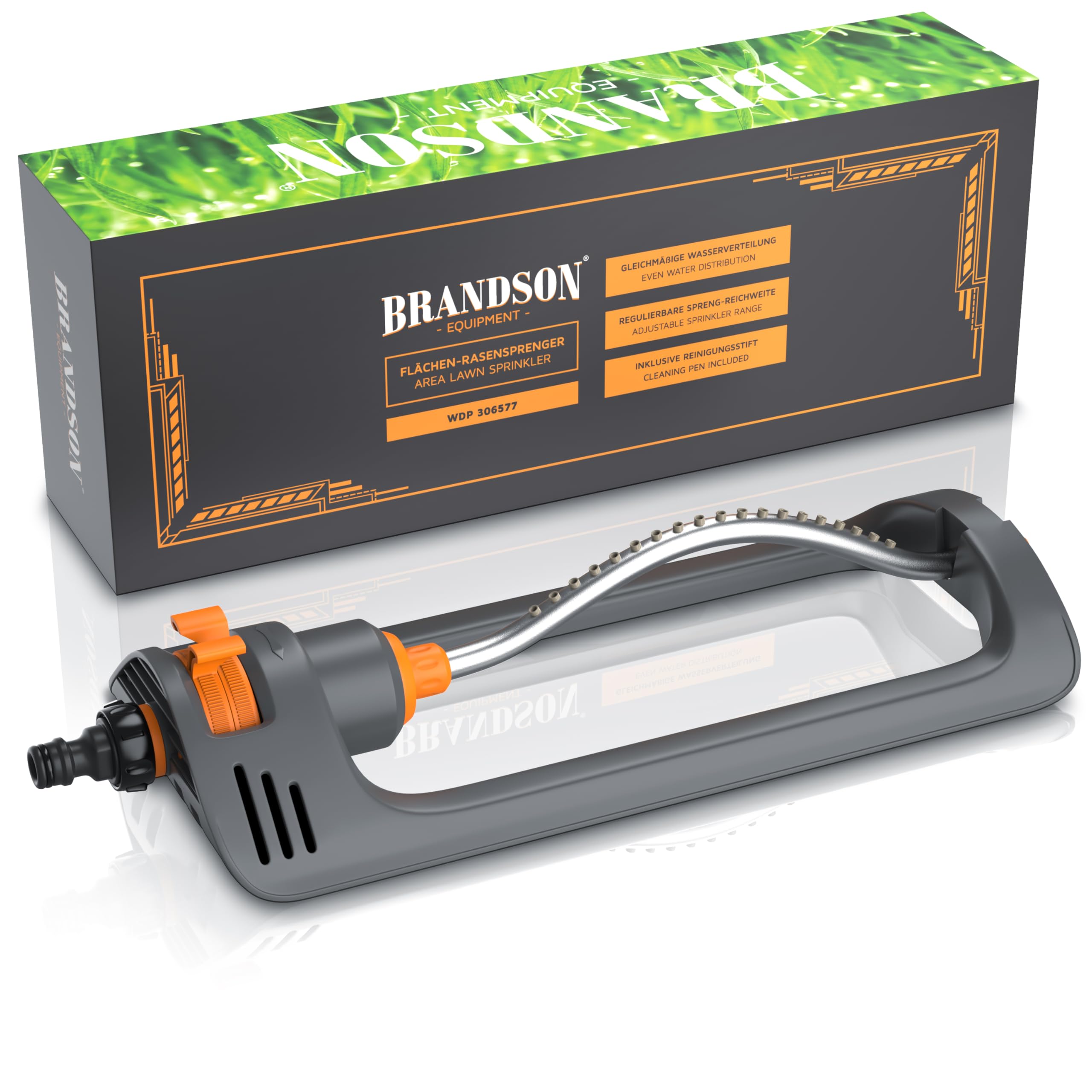 Brandson - Rasensprenger Viereckregner Rasensprinkler 3/4 Zoll - Garten Oszillations Regner – für gleichmäßige Flächenbewässerung – große Flächen bis zu 250 m² - schwarz