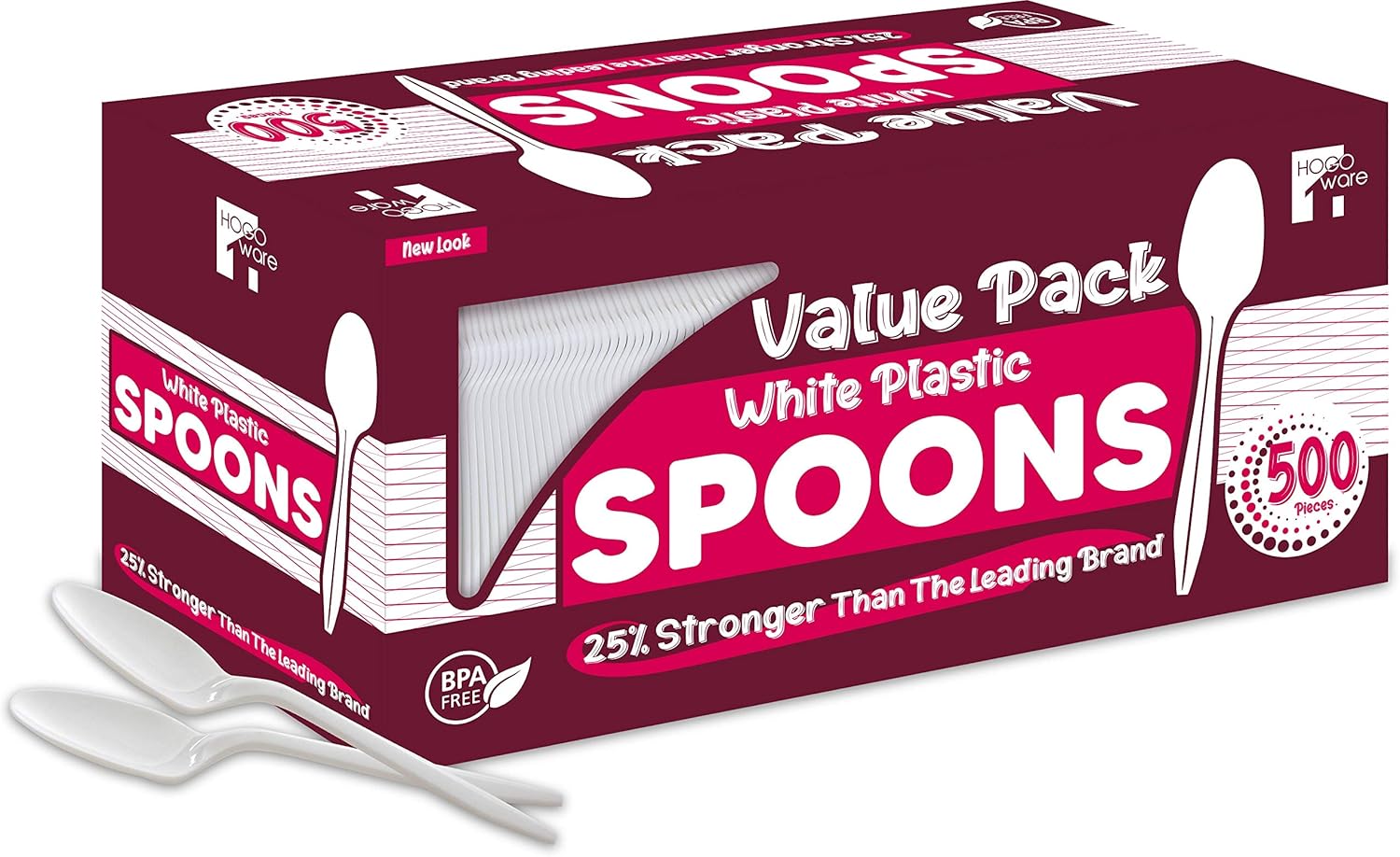 HOGOWARE | 500 Count Disposable Utensils Bulk Set Cutlery | White Spoons : Health & Household