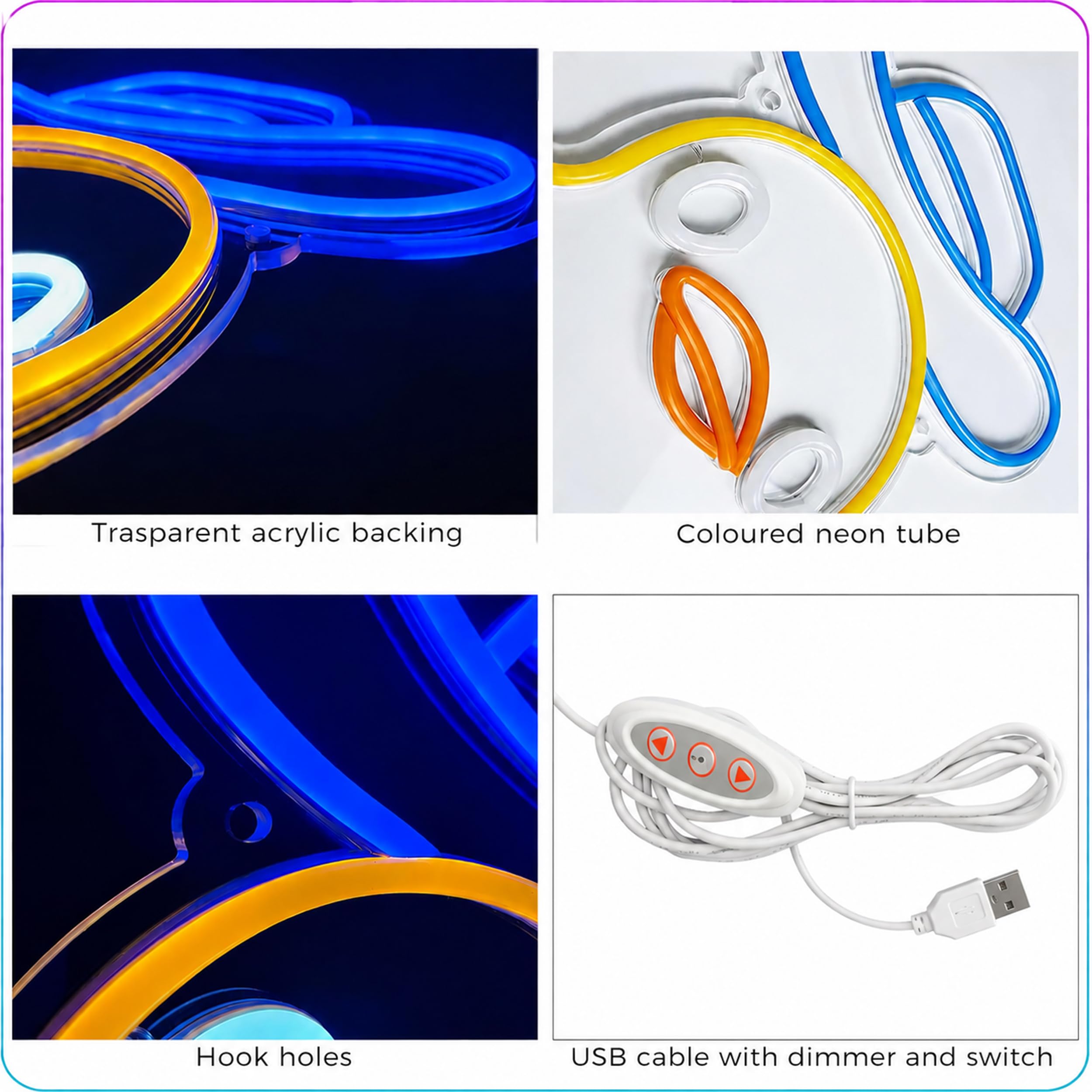 Lampada Neon da Parete – Dimmerabile Duck Lamp Lucina Notte Bambini Cavo USB Alimentato, Lucine Led Decorative Lampada Notturna per Bambini Insegna Luminosa Led Personalizzata
