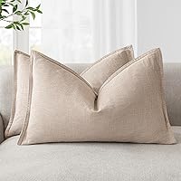 Vista 78 de Foindtower - Paquete de 2 fundas de cojín decorativas de lino unicolor, funda de cojín de acento suave, estilo bohemio, rústico y neutral