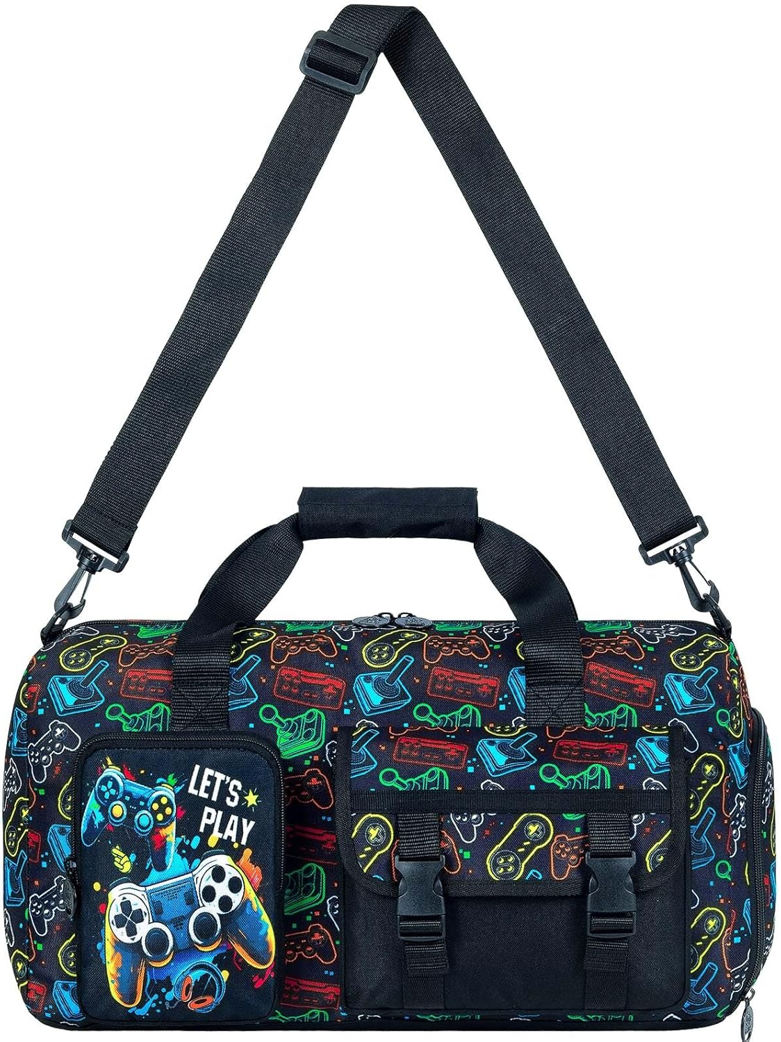 Kids Game Duffle Bag for Boys, Water-Resistant Travel & Weekender Bag with Shoe Compartment for Sports, Gym & Sleepovers