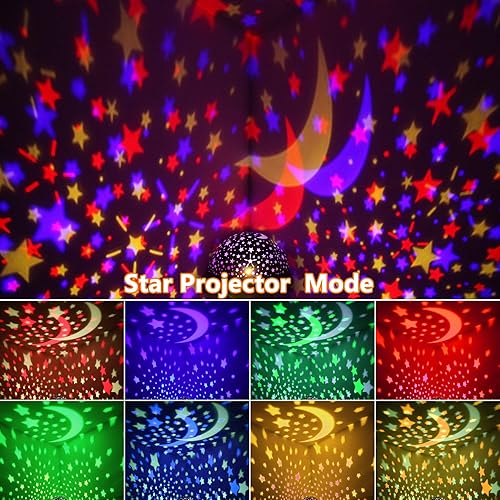 Miniatura 2 de Proyector de estrellas para niños, luces nocturnas con temporizador, lámpara de luna y estrella de bebé, luz nocturna estrellada giratoria de 360