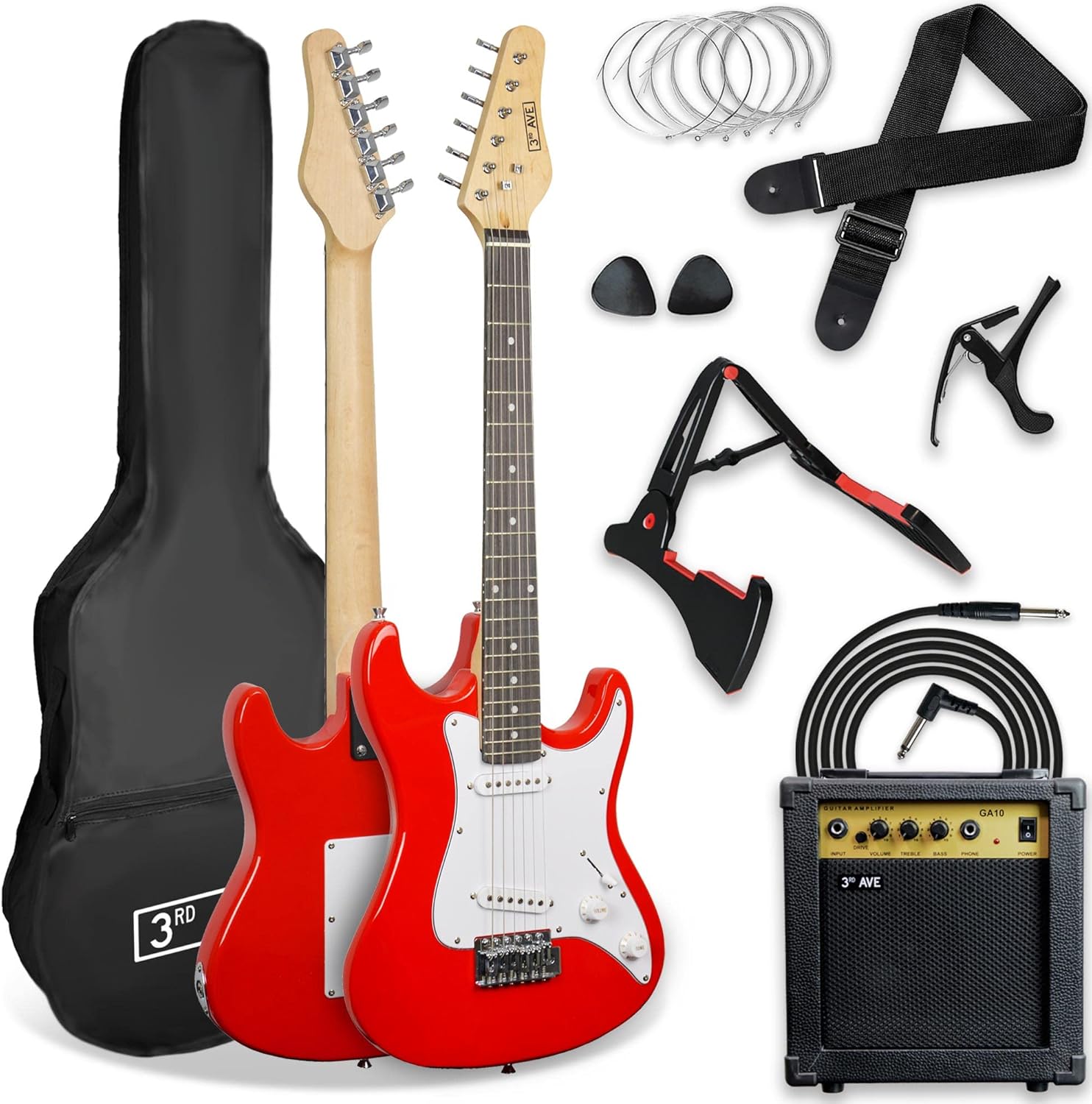 Kit Chitarra Elettrica 3/4 3rd Avenue Con Amplificatore 10W - Nero, Ideale Per Principianti - Foto 8