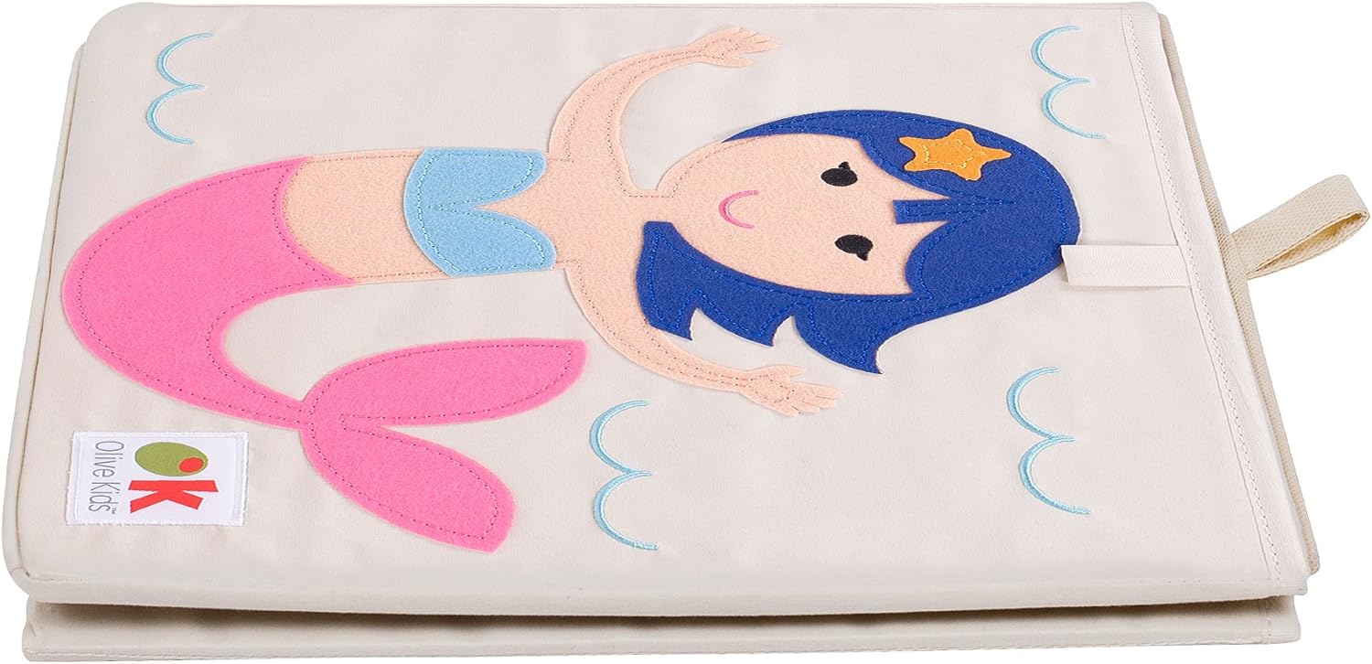 Mermaid Beige and Pink Fabric Kids Storage Cube