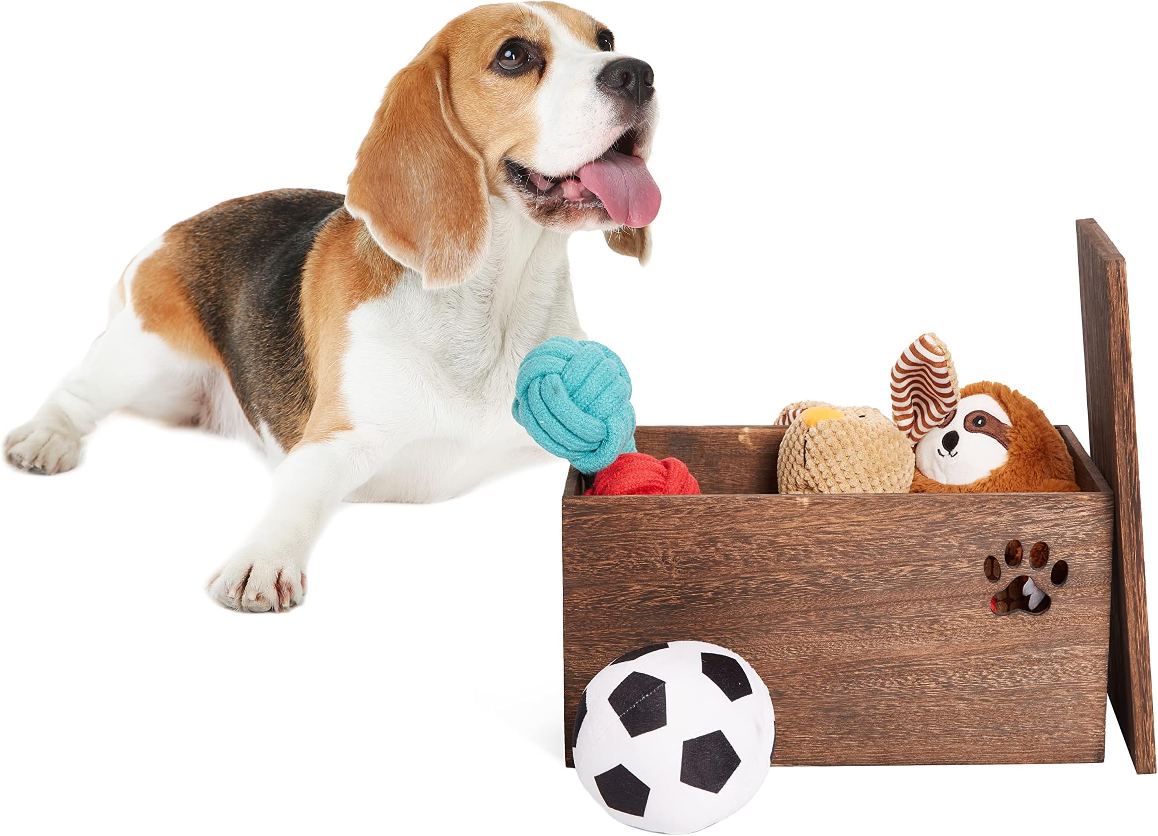 Wickerfield Paw Shaped Collection Toys Storage Wooden Dog Bed Accessories Pet Gift Hampers (Toys Storage Box)