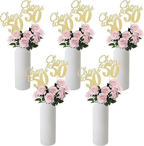 Miniatura 52 de Gexolenu Cheers to 40, paquete de 10 centros de mesa de cumpleaños de 40 cumpleaños con purpurina de color oro rosa de doble cara para mesas