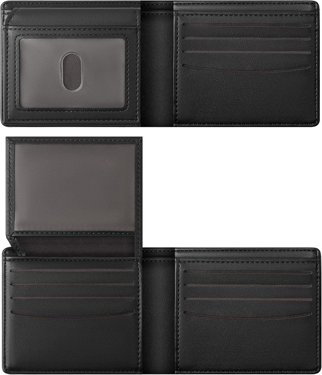 Wallet For Men RFID Blocking Black Wallets Bifold Faux Leather Card Holder Front Pocket Mens Accessories With Gift Box