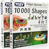 TOSY Magnet Fidget Spinner Glow - 16 blocks, 3in1 Toy: Transformable Fidget Spinner, Infinity/Puzzle Cube, Glowing, Christmas Stocking Stuffers Gift for Kids/Adults, STEM Sensory Stress Relief, 2-pack