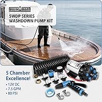 Vista 2 de WASSERMANN Kit de bomba de lavado de 12 V CC, 7.5 GPM 80 PSI, bomba de diafragma autocebante de 5 cámaras con interruptor de presión, manguera