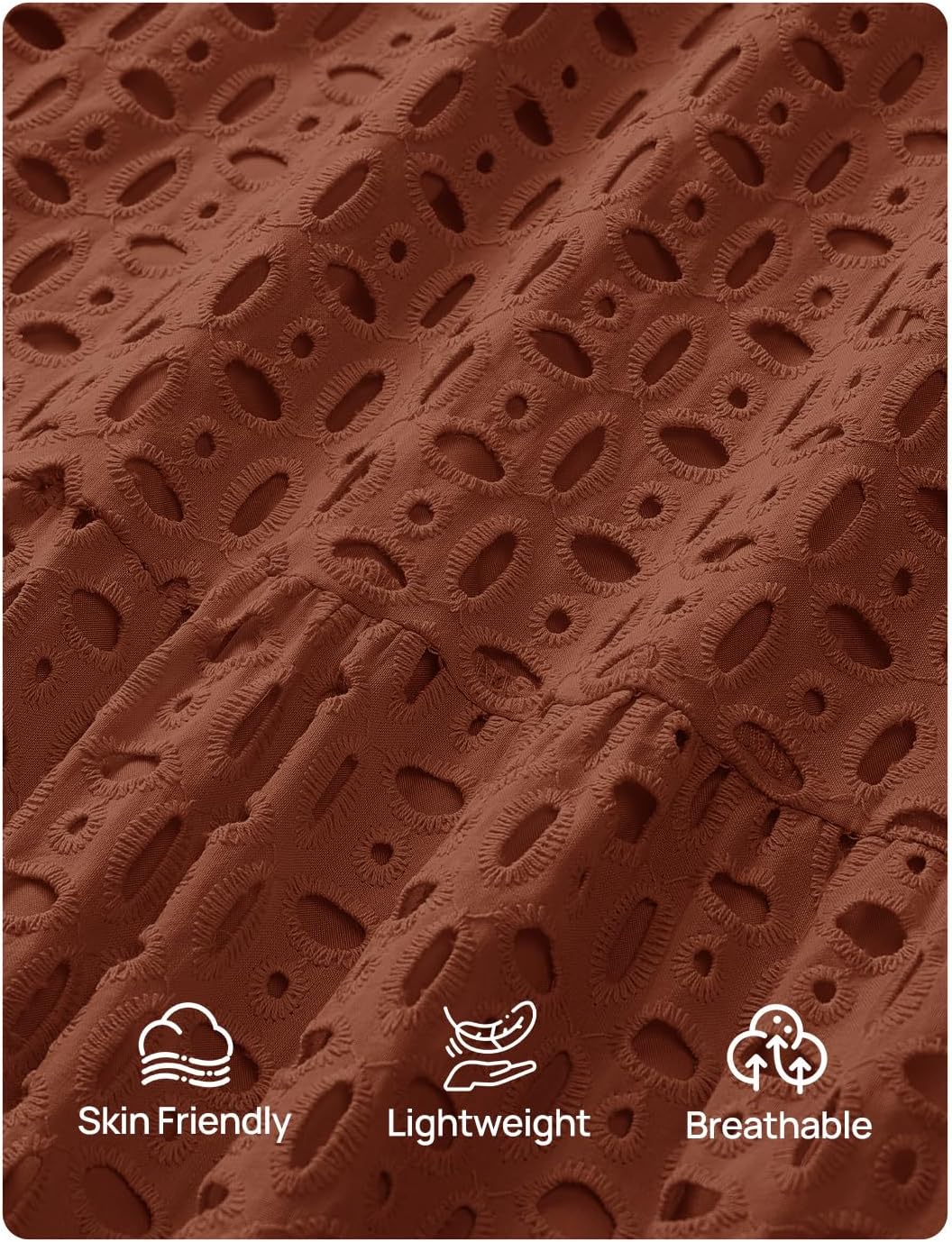 ZESICA Women's 2026 Spring Long Sleeve Maxi Dress V Neck Hollow Out Eyelet A Line Long Flowy Casual Party Dresses - Image 5