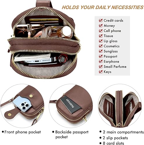 Miniatura 3 de RONSIN Leather Small Crossbody Purse for Women Cell Phone Bag Holder Wallet Purse Travel Pouch Adjustable Strap