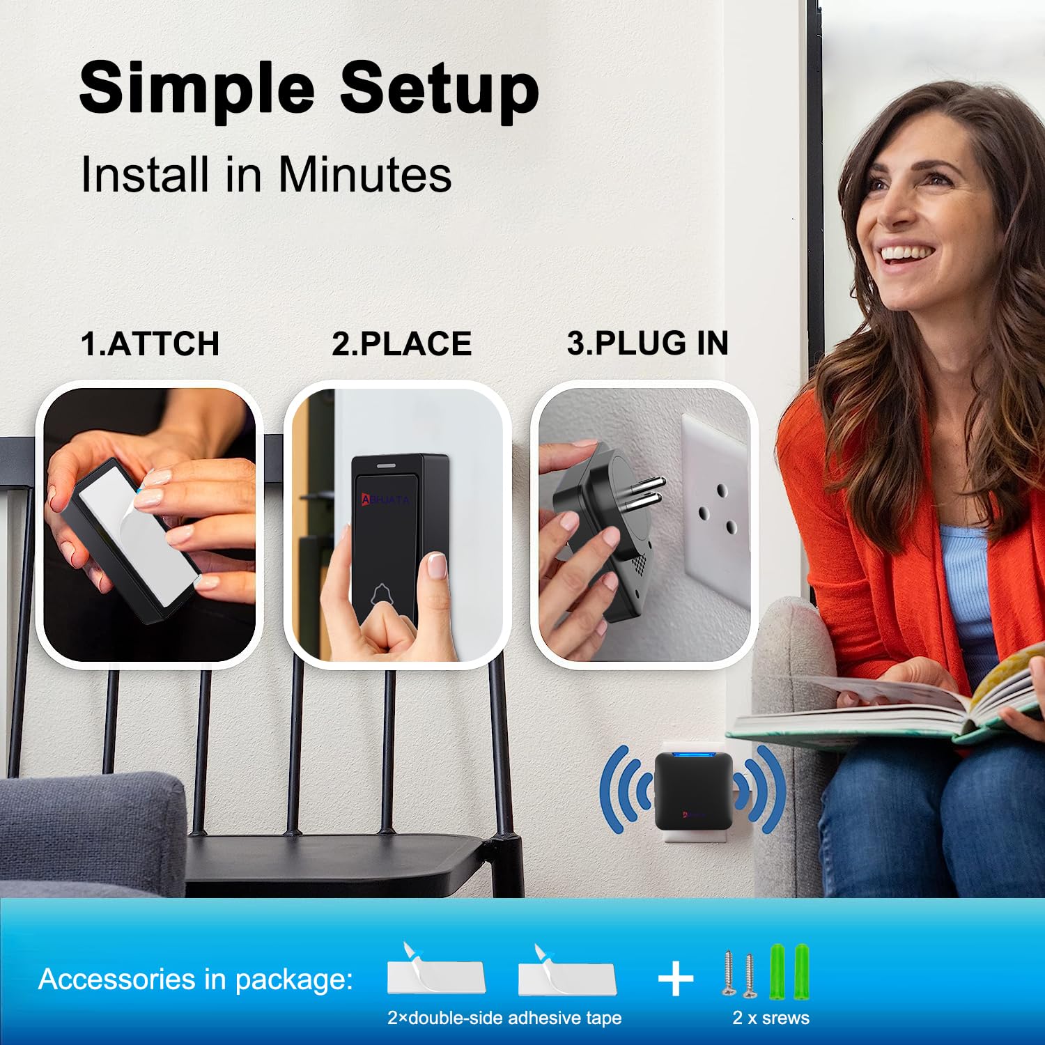 ABHJATA Wireless Door bell, 1000ft/300M Long Range DoorBell Kit