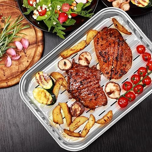 Miniatura 7 de Sartenes para parrilla para estufa de gas, bandeja de parrilla de acero inoxidable de 13 x 9 pulgadas para parrilla al aire libre, accesorios para