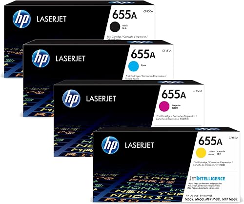 HP 655A (CF450A, CF451A, CF452A, CF453A) Original LaserJet Toner Set, Cyan, Magenta, Yellow and Black