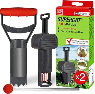 SWISSINNO Wühlmausfalle PRO SuperCat inkl. Zubehörset - Effiziente Schlagfalle gegen Feld- + Wühlmäuse, Patentierter Auslösemechansimus, Sicher + Wiederverwendbar - 2 Fallen + 1 Zubehörset