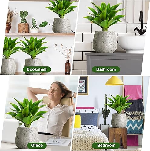 Miniatura 3 de XunYee 4 piezas artificiales de hojas verdes suculentas, plantas suculentas artificiales falsas sin maceta, plantas realistas de aloe vera,