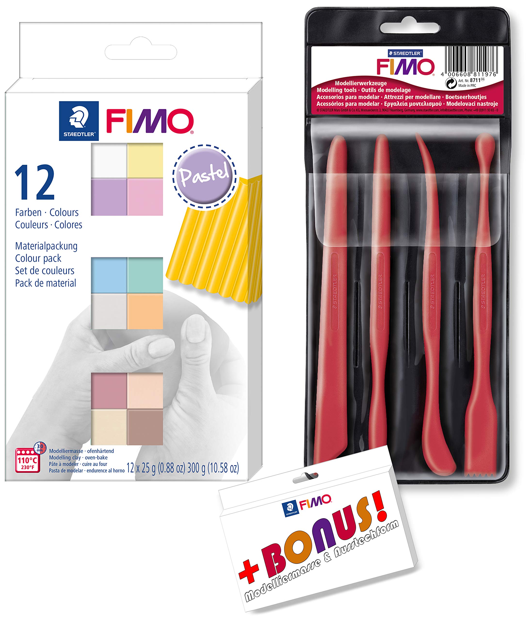 Staedtler Soft Modelliermasse, Pastellfarben, 8er-Portionierung, Höchst Formstabil, Kind, Modellierung