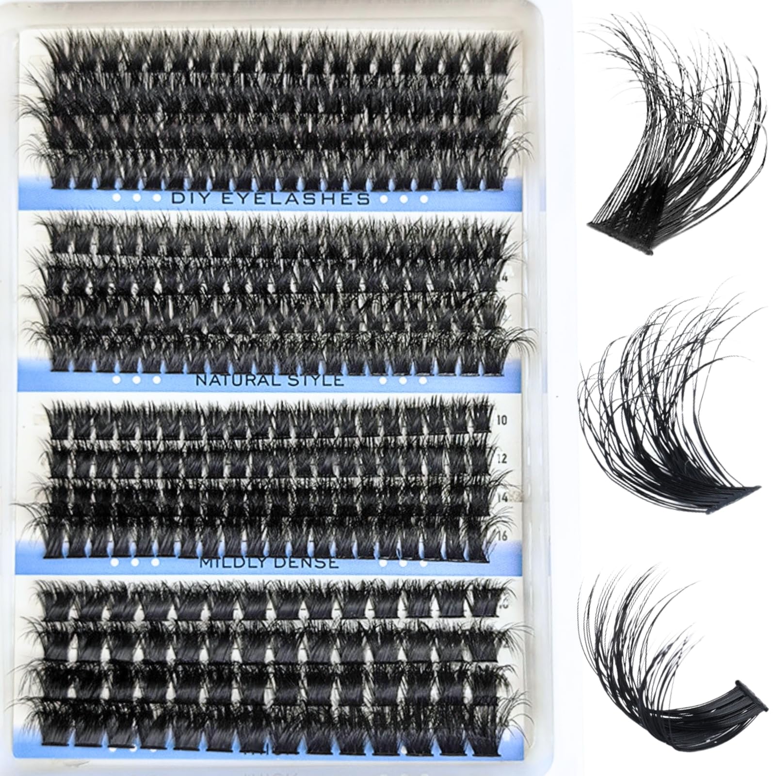 KEYRI 296 Pieces Individual Eyelashes 80-100-120-150D Fluffy Russian Eyelashes Extensions DIY Eye Lashes Cluster Lashes Kit D Curl Durable Eyelash Clusters for Girls and Women (10-18mm Mix)