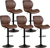 Vista 41 de Juego de 4 taburetes de bar, modernos taburetes giratorios de altura de mostrador para sillas de isla de cocina, taburetes de bar de tela ajustables