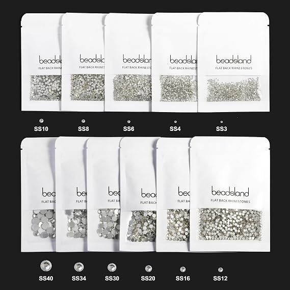 Beadsland Flat Back Crystal Rhinestones,Black Diamond, SS12, 1440pcs