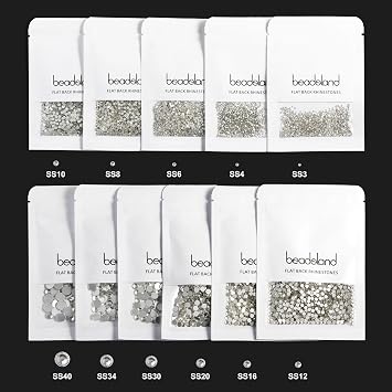 Beadsland Flat Back Crystal Rhinestones,Black Diamond, SS12, 1440pcs