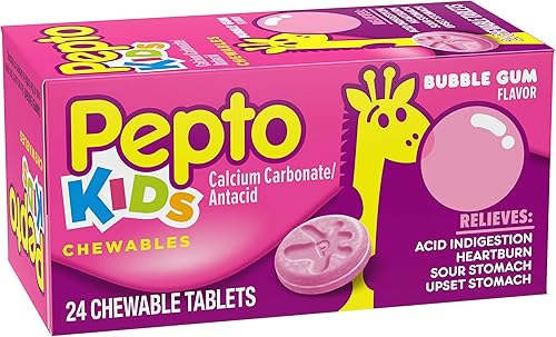 Miniatura 3 de Pepto Bismol Tabletas masticables con sabor a chicle para niños para acidez estomacal, indigestión ácida, estómago agrio y malestar estomacal para