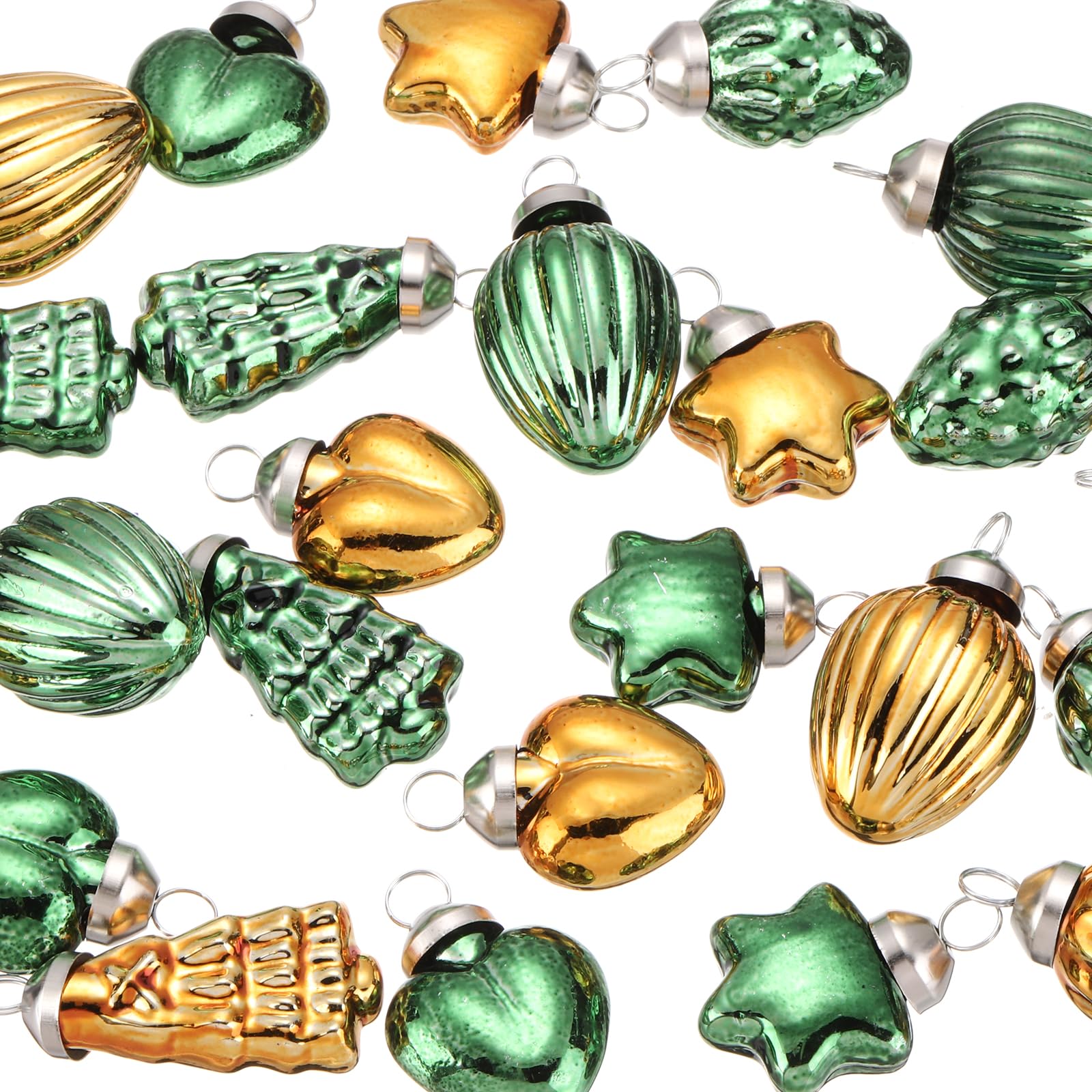 sourcing map 100 adornos de Navidad de cristal, color marrón y verde, decoraciones de árbol de Navidad de 1 a 1.5 pulgadas, adornos vintage para árbol de Navidad, Halloween, evento y boda