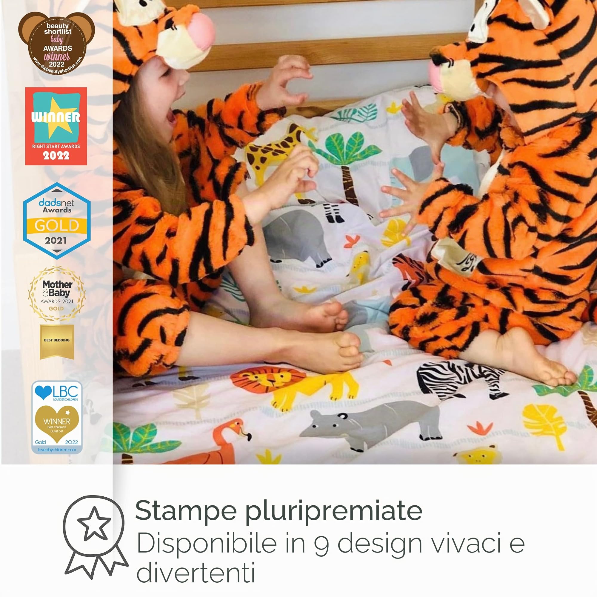 Bloomsbury Mill - Avventura Safari - Animali della Giungla - Coppia Di Tende Foderate Per Bambini Con Fermatenda - 168 cm x 183 cm