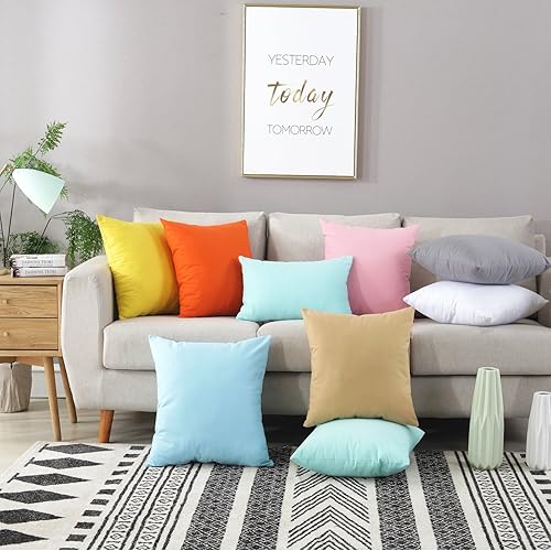 Miniatura 7 de TAOSON - Funda de cojín cuadrada de lona de algodón con cierre de cremallera oculto, disponible varios colores