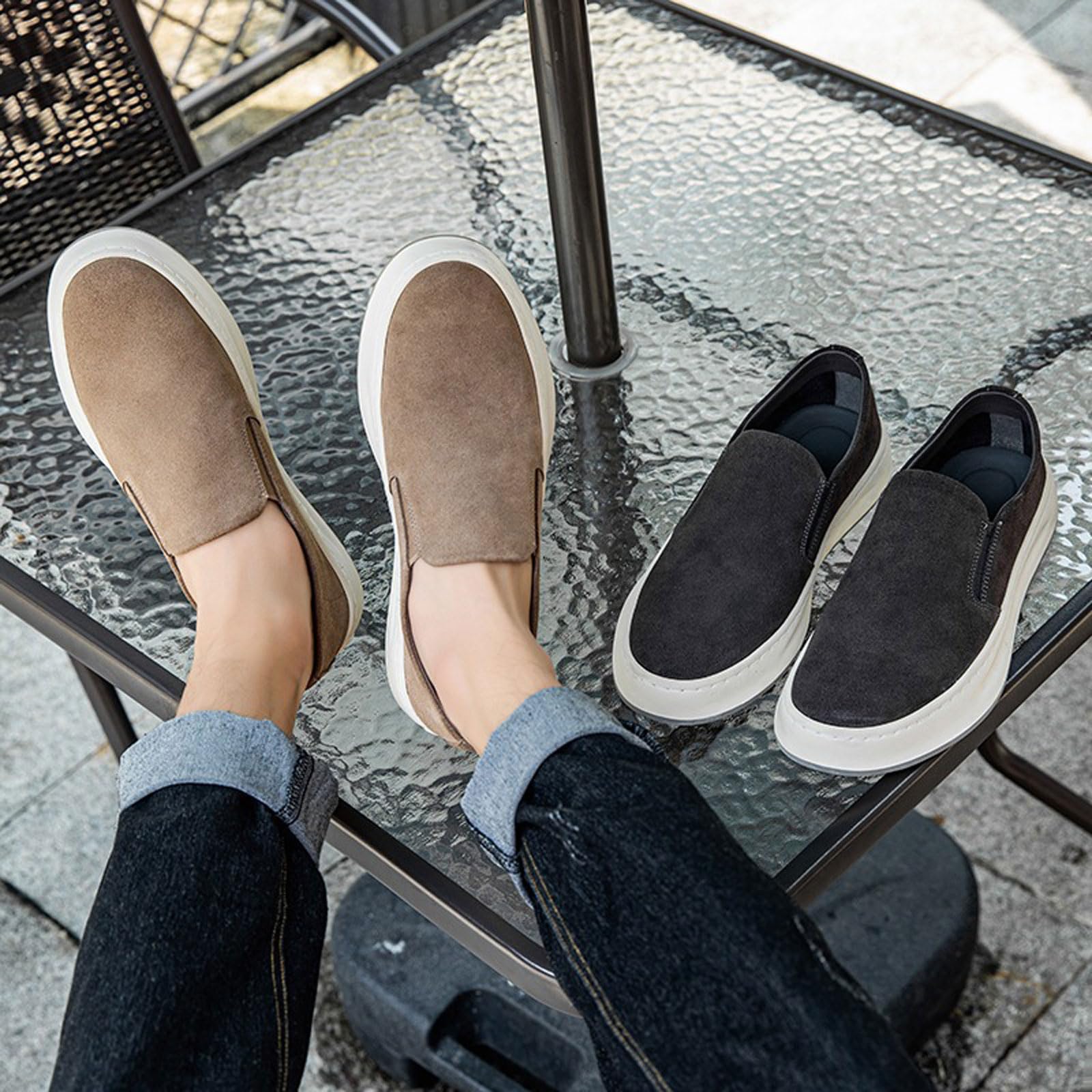 Mocassini Uomo Estivi Leggere Scarpe Cerimonia Comode Mocassini Elegante Sportivo Scarpe Tela Antiscivolo Slip on Scarpe da Barca Senza Lacci,Mocassino Scamosciato Uomo per Casual Business EU38-46