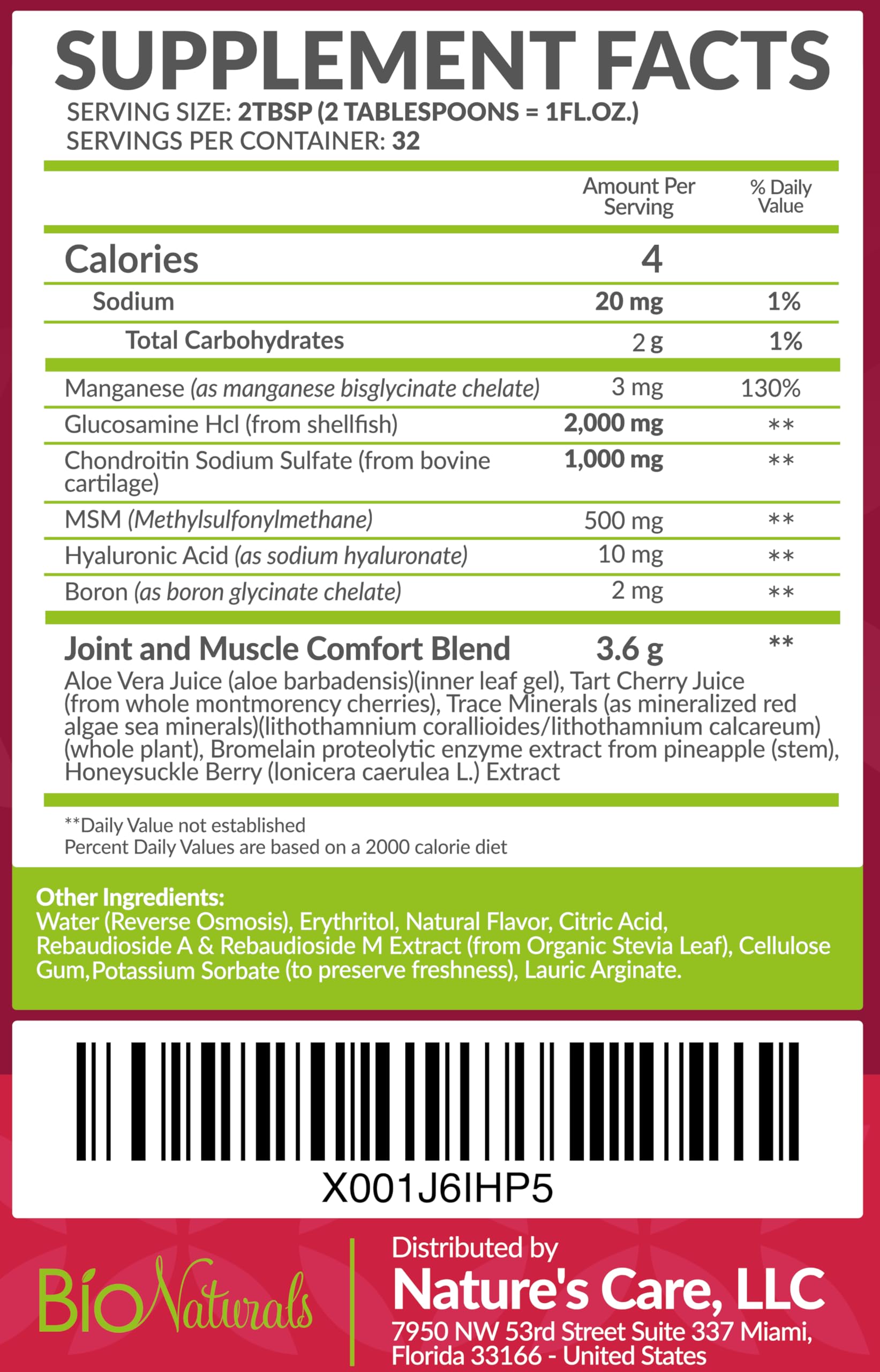 Liquid Glucosamine Chondroitin MSM Pharmaceutical Grade Supplement with Hyaluronic Acid – Maximum Strength Joint Support - 32 fl oz — Amazon image 2