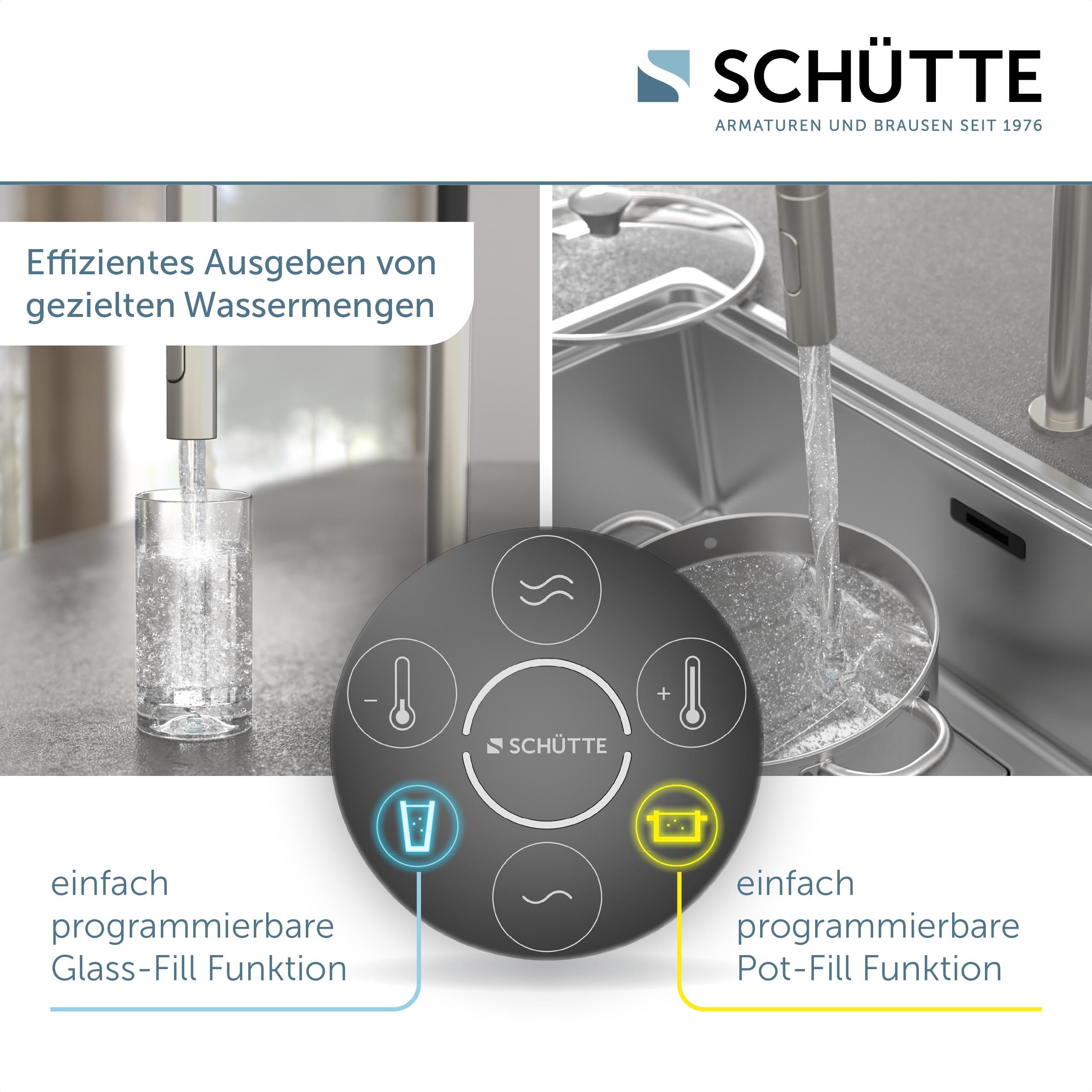 SCHÜTTE Aquadot, rubinetto digitale per lavello con controllo intelligente, rubinetto moderno da cucina con tubo soft touch, effetto acciaio inox/nero