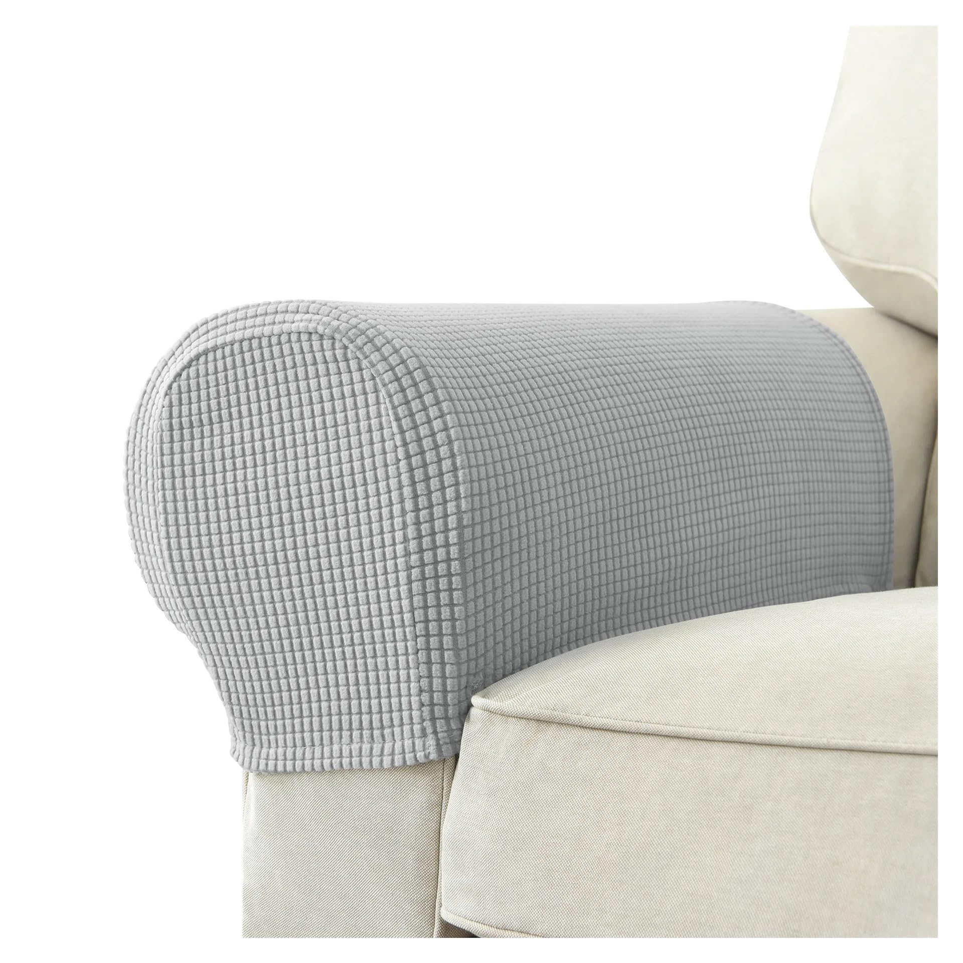 Fundas elásticas for sillas con reposabrazos universales de color gris claro