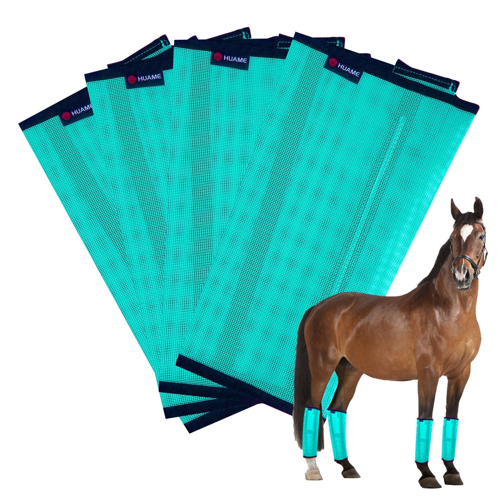 Horse Fly Boots, Breathable Mesh Protection Set of 4, Comfortable Horse Leggings, Breathable Mesh Design, Equine Supplies for Reduce Stomping, Hoof Damage &amp; Leg Fatigue (Green, Medium)
