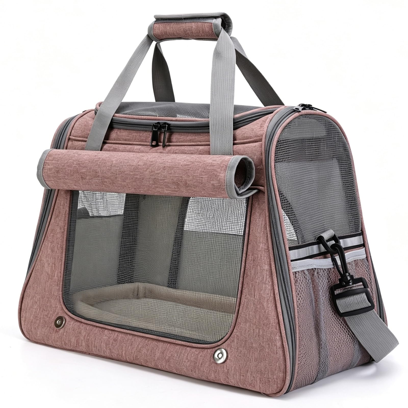 Katzentransporttasche Atmungsaktiv - Transportbox Katze Faltbar für Kleinhund Cat Carrier mit Schultergurt Tragetasche für Auto Reise Flugzeug bis 9kg 45 x 23 x 35 cm Rosa
