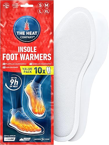 THE HEAT COMPANY Calentadores de pies de plantilla, 5, 10 o 30 pares, S, M, L, XL, 9 horas de calor extra, calor instantáneo, plantillas térmicas