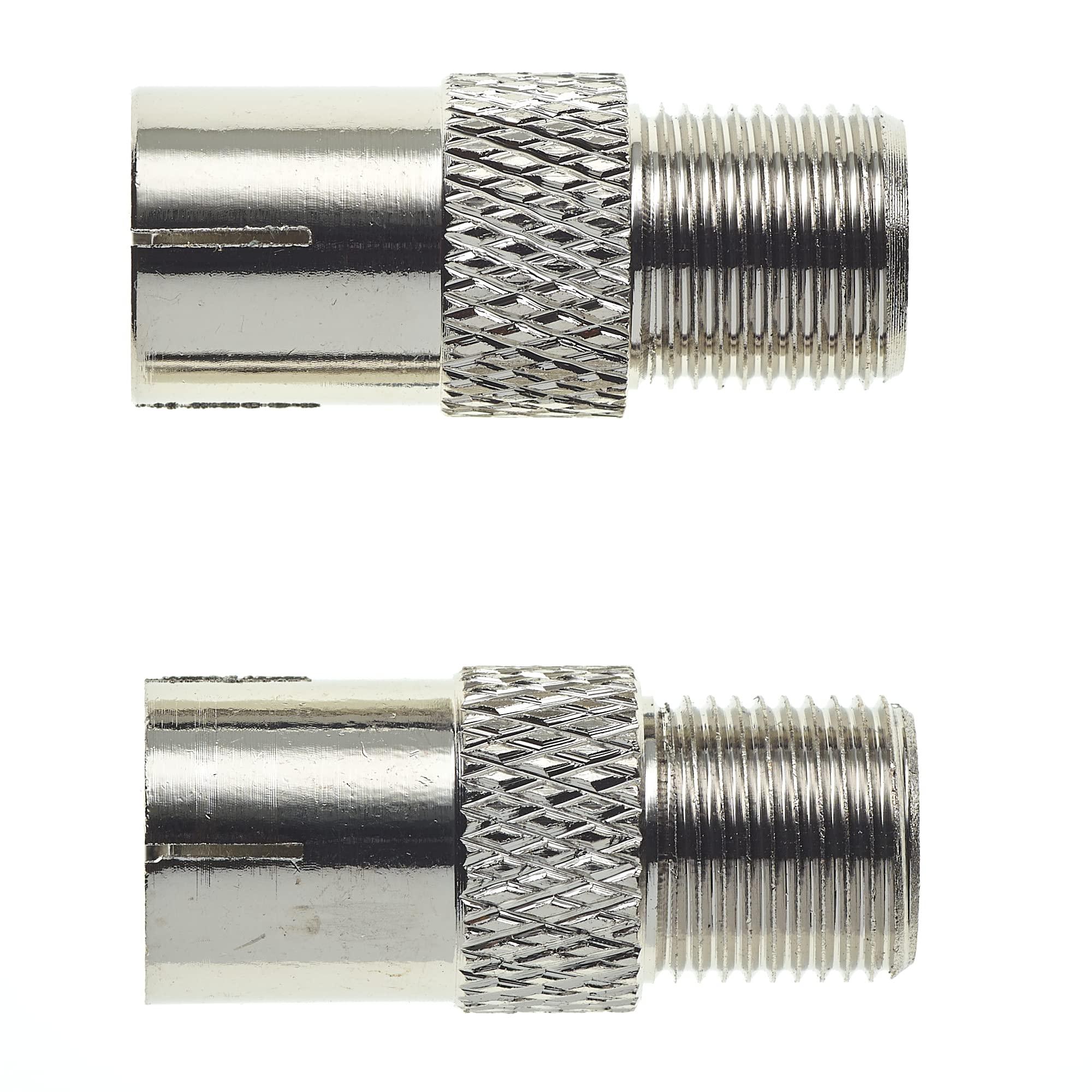 F-Stecker-Buchse auf IEC-Koax-Buchse, 75 Ohm - Antenne CATV TV FM PAL Buchse RF Adapter DVB-T Stecker, Antenne Koaxial - 2 Stück