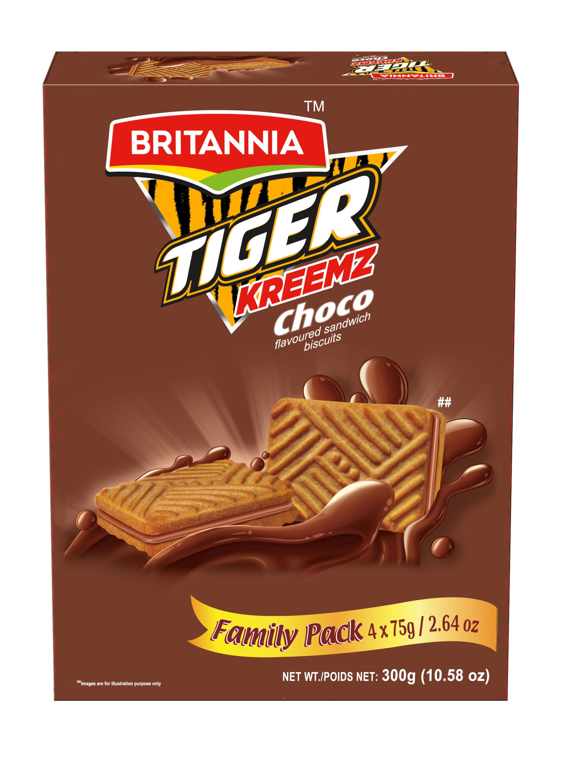 Britannia Tiger Kreemz Choco Cream Biscuits Family Pack 10 58 oz 300 gm 75 4 Perfect Snack For