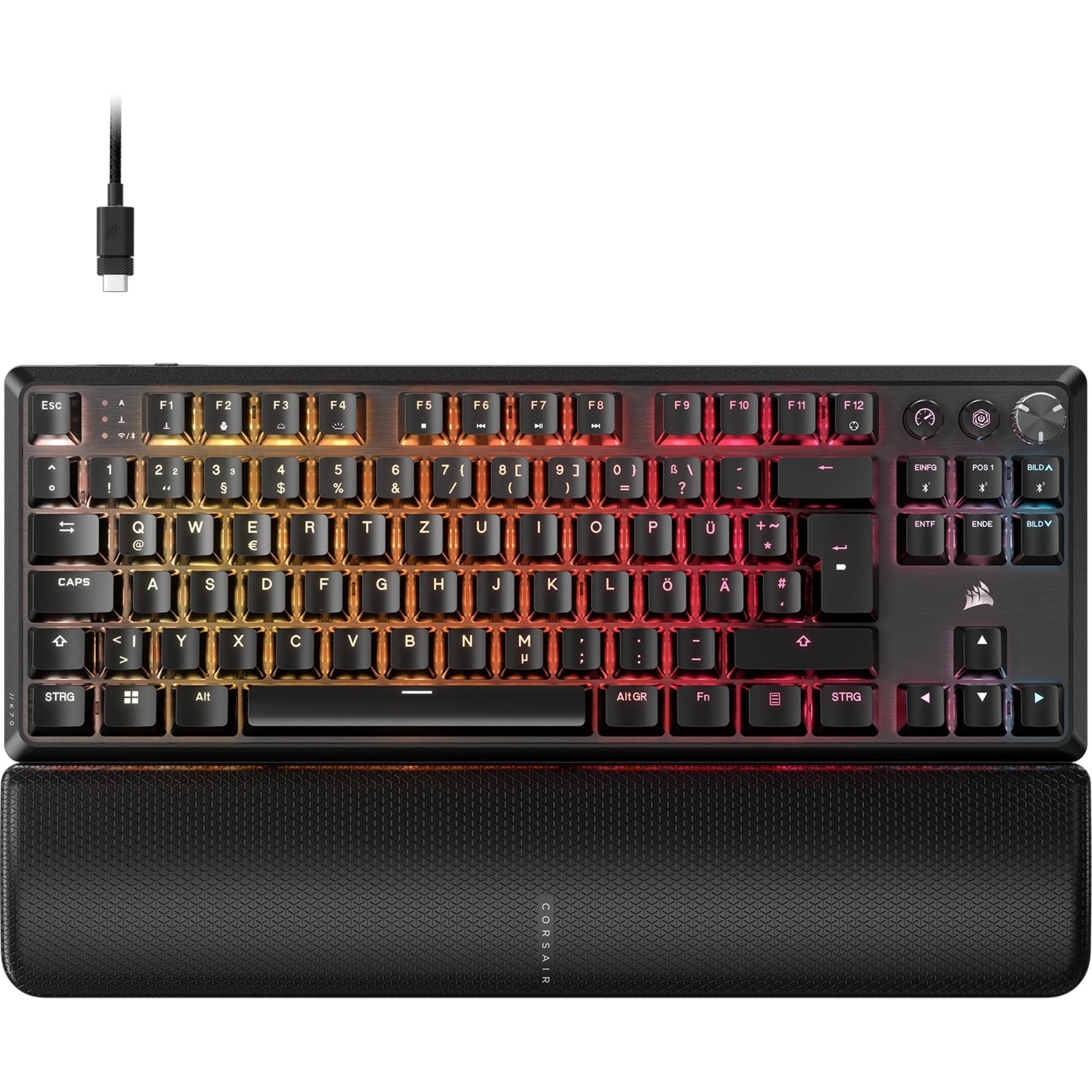 Corsair K70 Core Tkl Wireless Rgb - Tastatur - Tkl - Hintergrundbeleuchtet - Kabellos - Bluetooth, Usb, 2,4 Ghz - Qwertz - Deutsch - Tastenschalter: