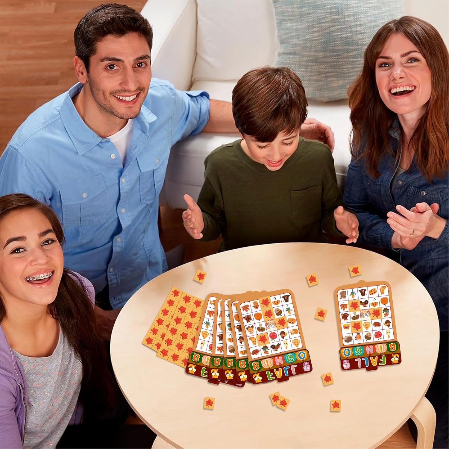 JUESMOS Fall Bingo Game for Kids Adults Fall Games Bingo Cards Autumn Party Games 24 Players Fall Bingo Harvest Game Fall Thanksgiving Game Supplies for School Classroom Family Activities Party Favors