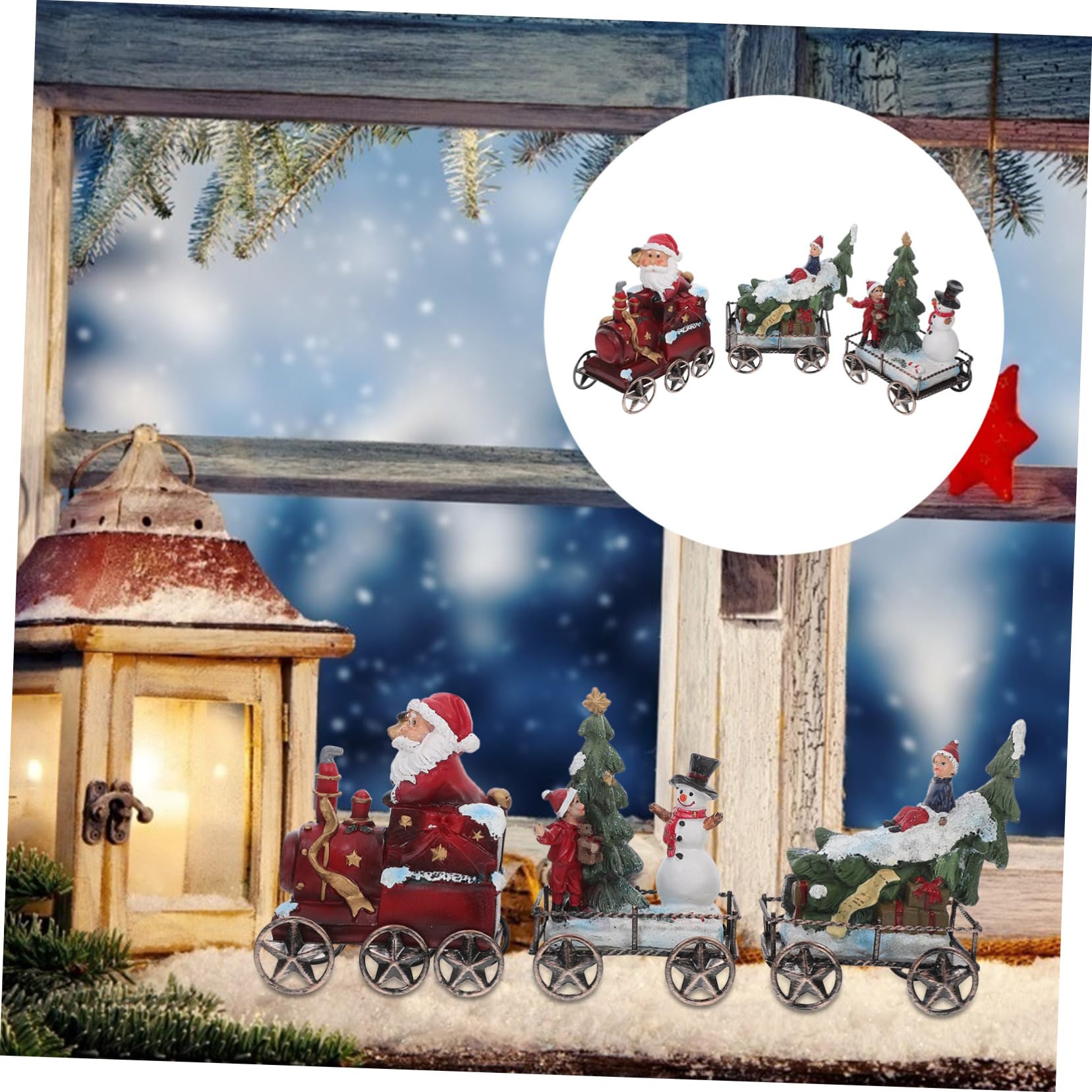 Vaguelly 3piezas Decoración Navideña Tren De Resina Juego De Adornos Navideños para Escritorio Decoración De Mesa Navideña Adornos De Tren para Escritorio Trenes Navideños para Oficina