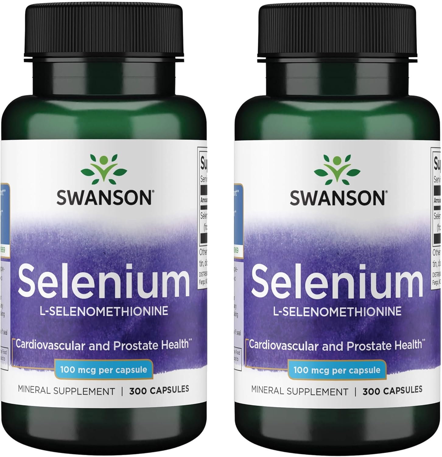 Swanson Selenium (L-Selenomethionine) - Herbal Supplement Promoting Heart Health & Prostate Health - May Support Immune System & Thyroid Health - (300 Capsules, 100mcg Each) (2 Pack)