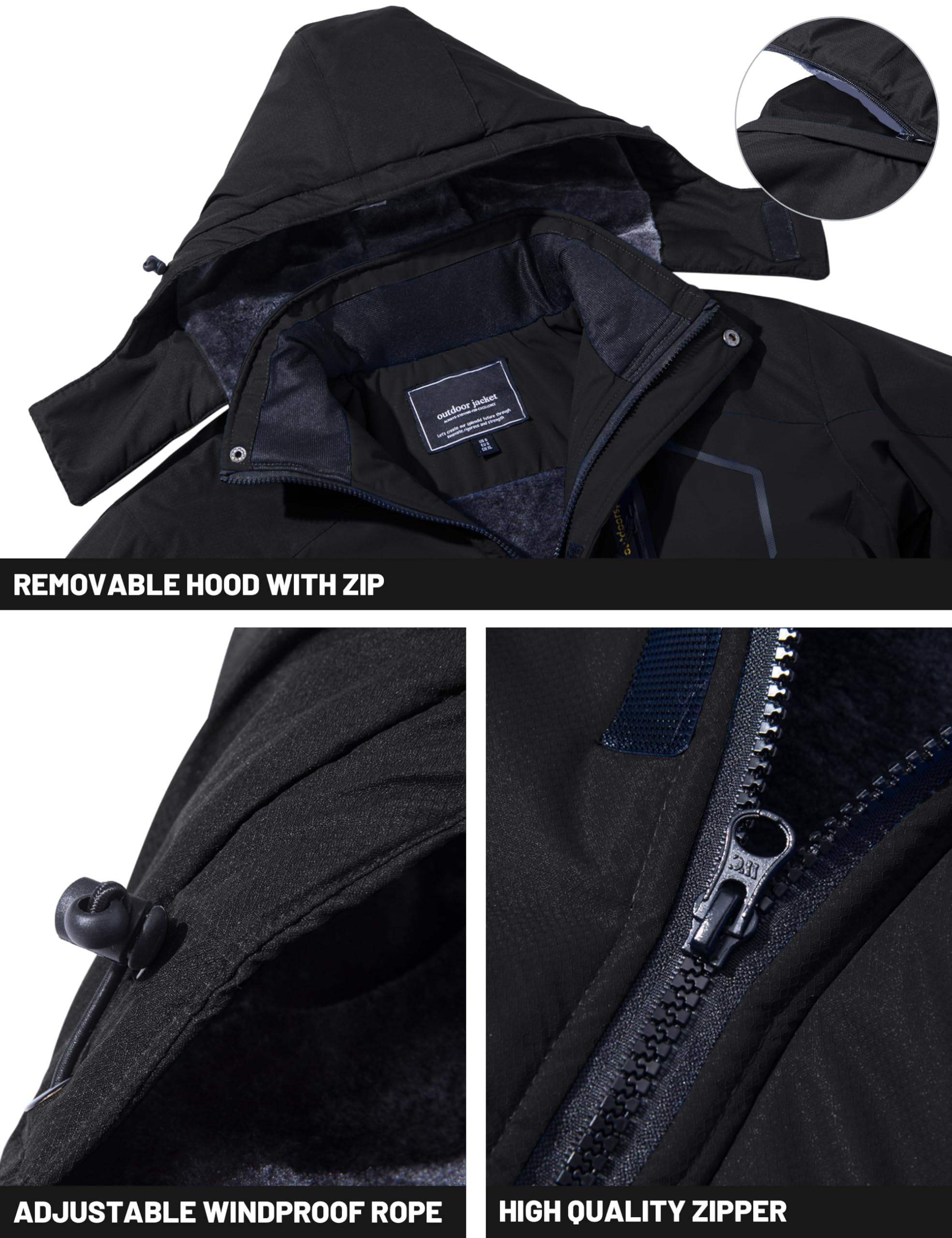 TACVASEN Impermeabile Giacca da Montagna in Pile da Uomo Giacca da Sci Calda Multi-Tasche