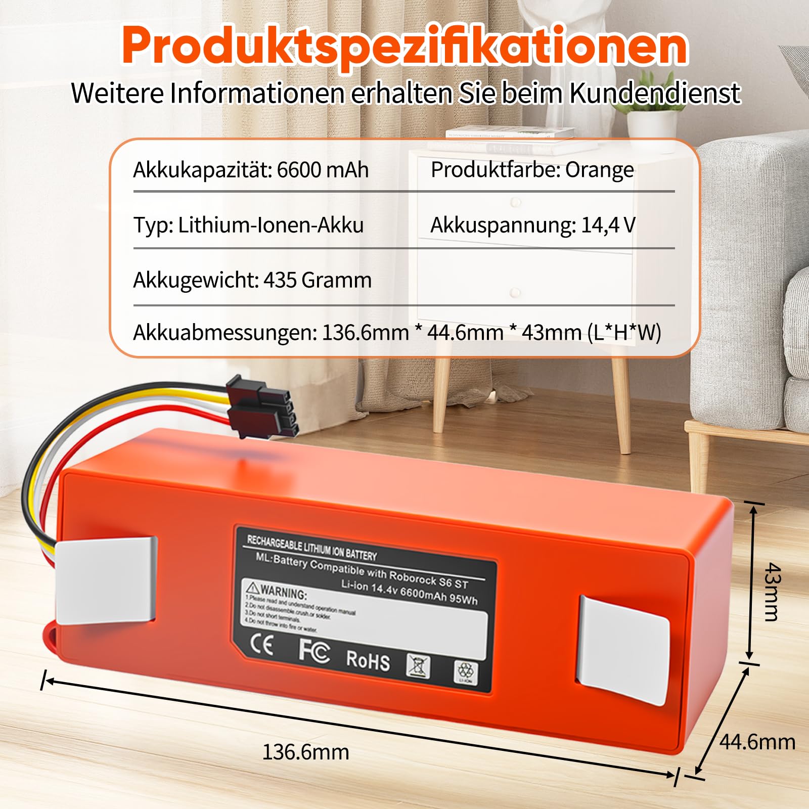 Akku für Roborock S7 Zubehör,S7 MaxV/MaxV Ultra,Q5/Max+/Pro+,Q7,Q7+/Max/Pro,S8+ Roboter Staubsauger, Ersatzakku für Roborock Q5 Ersatzteile mit 4 Staubbeutel