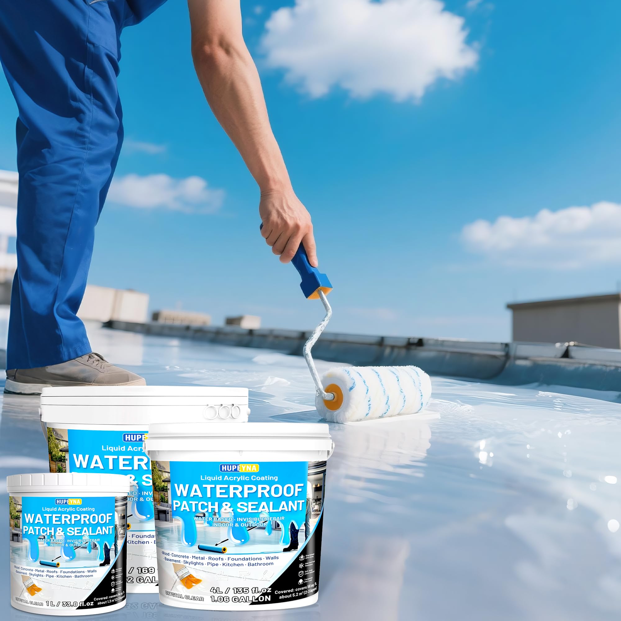 Guaina Liquida Trasparente, Hupeyna Rivestimento Impermeabile Trasparente Riparatore Anti-Perdita, Colla Impermeabilizzante a Base D'acqua per Interni ed Esterni Sigillante Impermeabile Liquido 5KG